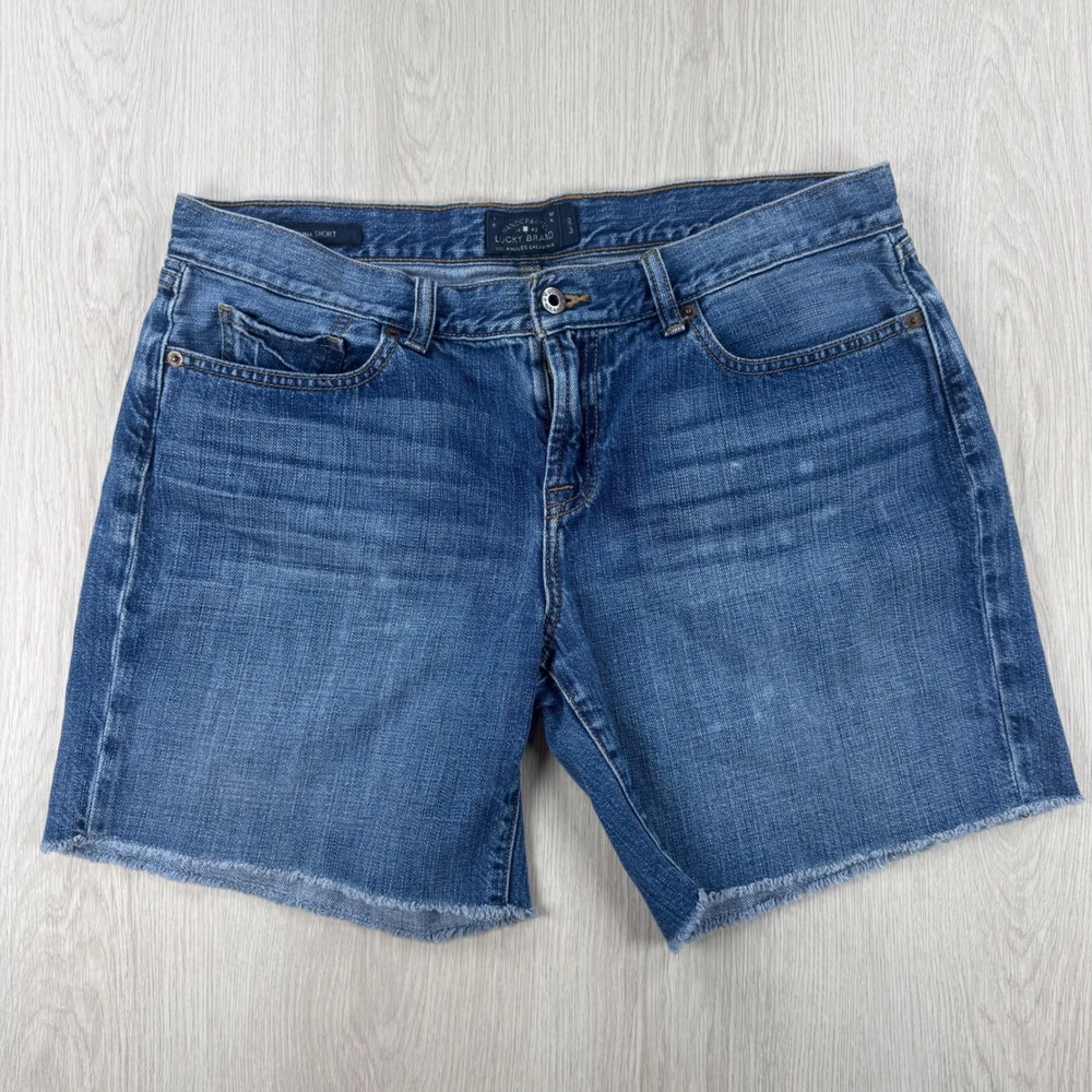 Laguna Shorts Lucky Brand Womens 10/30 Blue Denim Raw Hem Mid Rise Casual